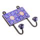 Navy Blue Floral Tiles Hooks